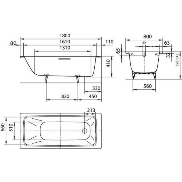 Ванна стальная Kaldewei Cayono mod. 751 180x80 см с покрытием Easy-Clean и Anti-SlIp 275130003001 (детальная фотография), современныe, hi-tech