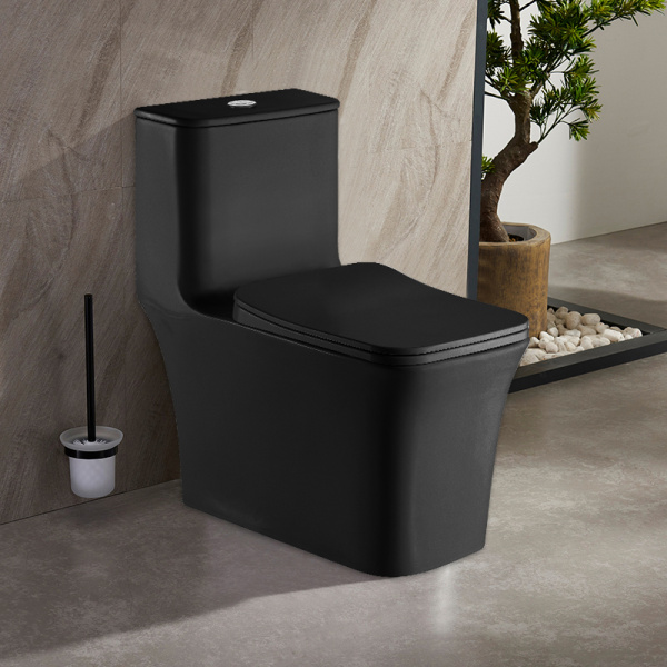 Унитаз моноблок Azario Gressa черный матовый AZ-1111MB (детальная фотография), фаянс, керамика