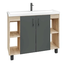 Тумба под раковину напольная Grossman Флай 101 см дуб сонома/серая