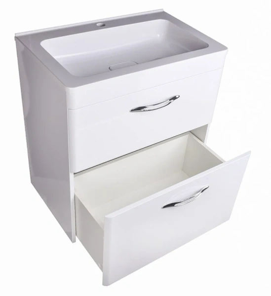 Тумба под раковину напольная Style Line Каре 70 см белая СС-00002266 (детальная фотография), моноблок