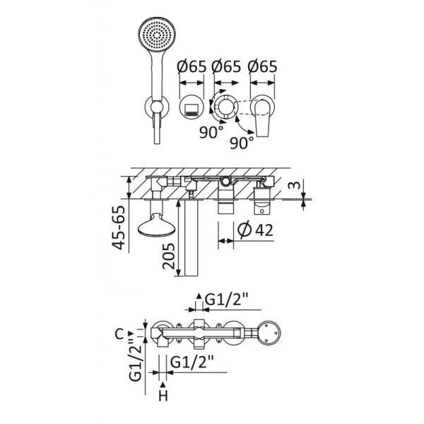 Смеситель для ванны Cezares Nautic белый матовый NAUTIC-VDM3-BIO (детальная фотография), для ванны