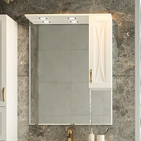 Зеркальный шкаф с подсветкой Misty Амбра 80 см белый, правый