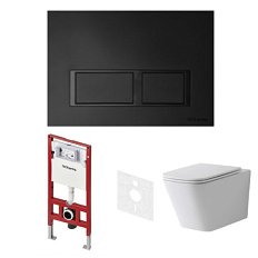 Унитаз с инсталляцией Tece TECEspring панель смыва черная матовая