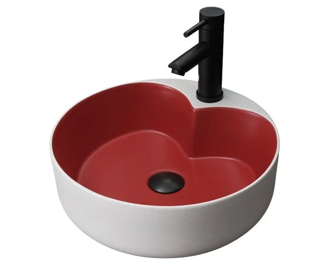 Раковина GID Esfera N9013LS 40 см красная/белый графит 52237 (детальная фотография)