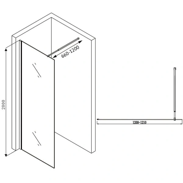 Душевая перегородка Abber Immer Offen 120 см без поддона AG61120 (детальная фотография), современные, hi-tech