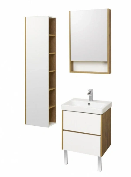 Тумба с раковиной подвесная Акватон Сканди 55 см белая/дуб рустикальный 1A2517K0SDZ90 (детальная фотография), окрашенные, под дерево