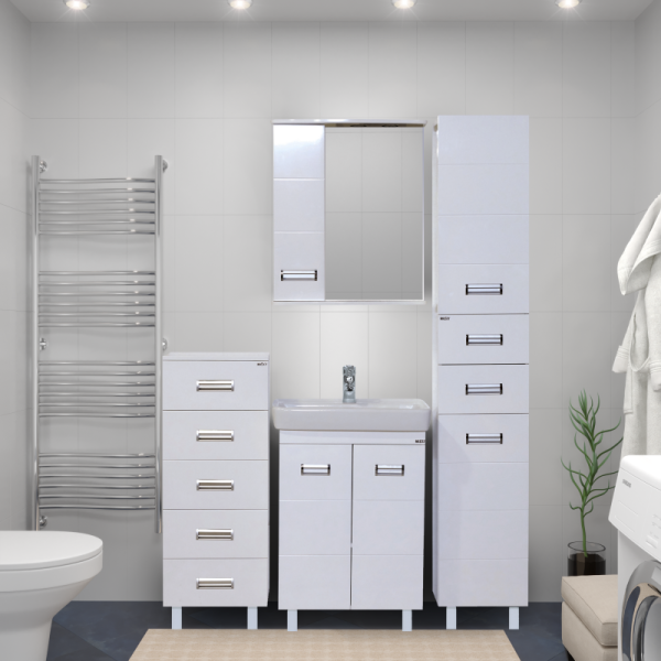 Шкаф-пенал для ванной Misty Селена П-Сел05040 П-Сел05040-015Я (детальная фотография), напольные