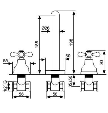 Смеситель для раковины, бронза, Emmevi Deco Classic 12055BR (детальная фотография), для раковины