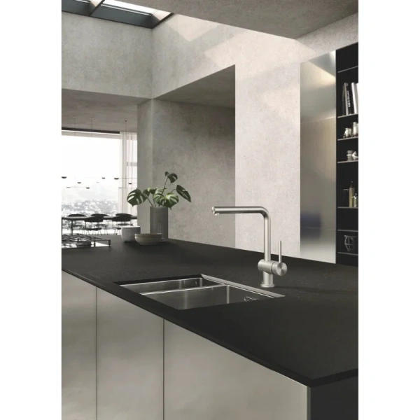 Смеситель для кухни Kludi Steel нержавеющая сталь 45851F877 (детальная фотография), современные, hi-tech