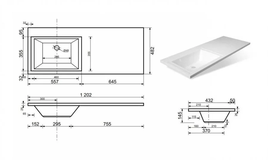 Тумба под раковину напольная Style Line Даллас 58 см белая СС-00002338 (детальная фотография), современная, hi-tech