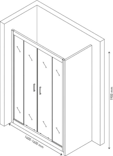 Душевая дверь в нишу BERGES Porta 160 см профиль хром 063102 (детальная фотография), 160 см