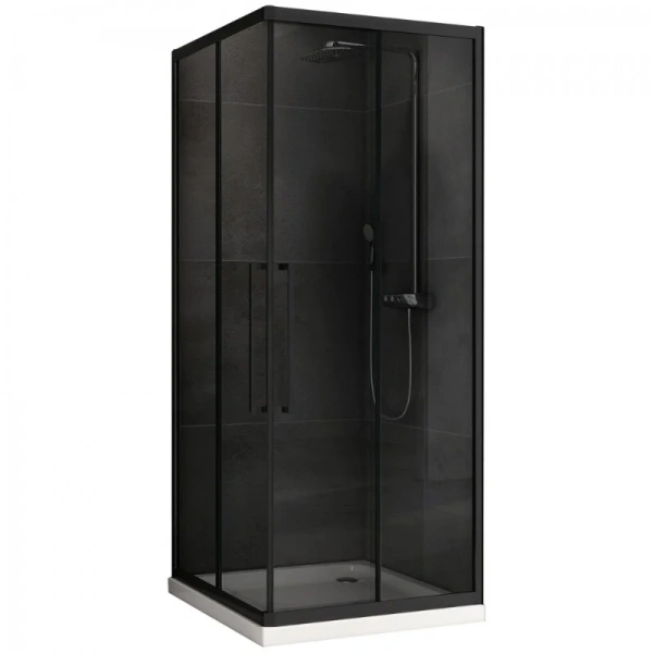Душевой уголок Abber Schwarzer Diamant 90x90 см профиль черный, стекло тонированное AG02090BDTH (детальная фотография)