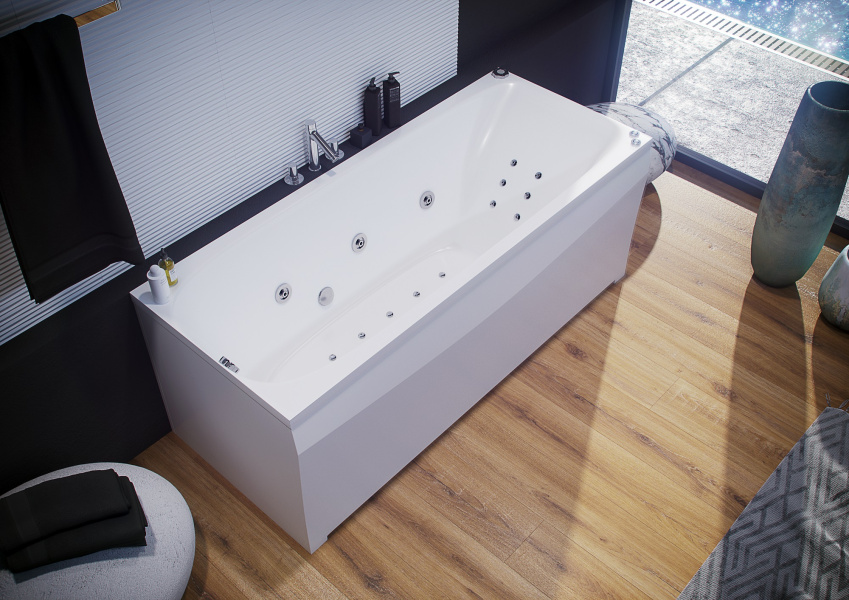 Ванна акриловая Акватек Альфа 170x70 см с гидромассажем ALF170-0000007 (детальная фотография), современныe, hi-tech