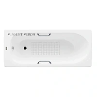 Чугунная ванна Vinsent Veron Soissons VCN1707042H/VH0012CH-AS, 170 x 70 см, с антискользящим покрытием, ручки хром, цвет белый