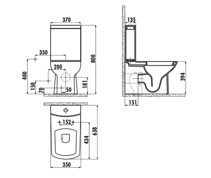 Унитаз компакт Creavit Lara LR360-11SM00E-0000 с антивсплеском (детальная фотография), напольные