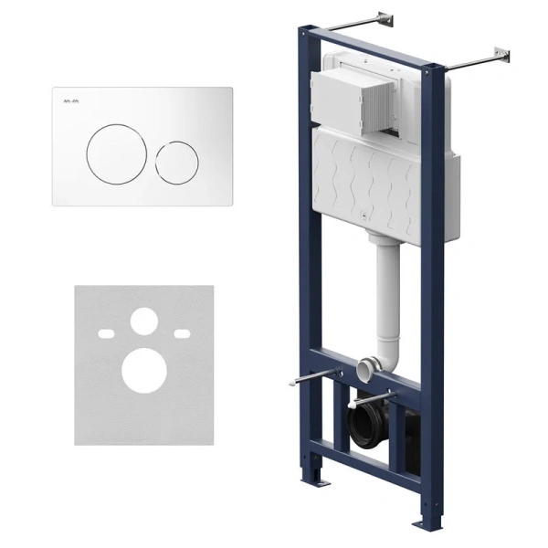 Инсталляция для унитаза Am.Pm Pro с белой пневматической клавишей I012704.9001 (детальная фотография)