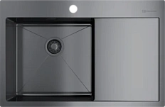 Мойка для кухни Omoikiri Akisame 78-GM-L 78 см вороненая сталь чаша слева
