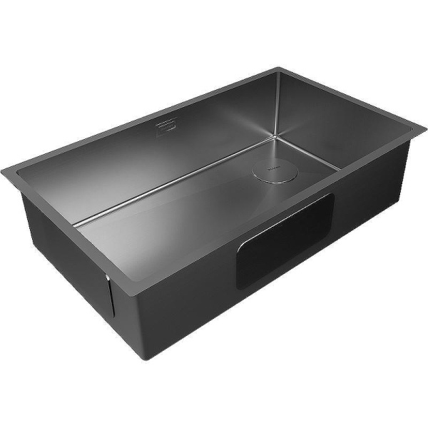 Мойка для кухни Paulmark Next-Skew 74 см вороненая сталь PM887444-GM (детальная фотография), врезные, встраиваемые