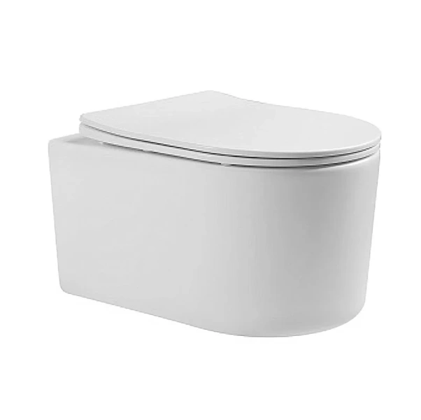 Унитаз подвесной Акватек Мия AQ2004 безободковый (детальная фотография), недорогие, безободковые, сиденье с микролифтом , с антивсплеском