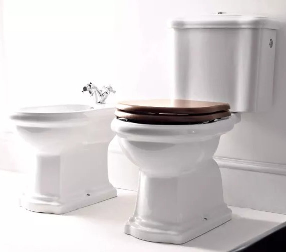 Чаша для унитаза-компакта Kerasan Retro слив в стену, белая 101301 (детальная фотография), классические, ретро, круглые