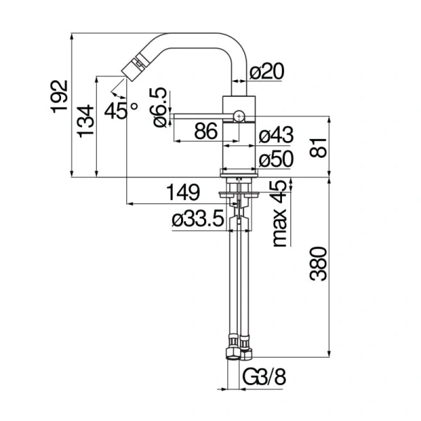 Смеситель для биде Nobili Velis хром VE125119/3CR (детальная фотография), для биде