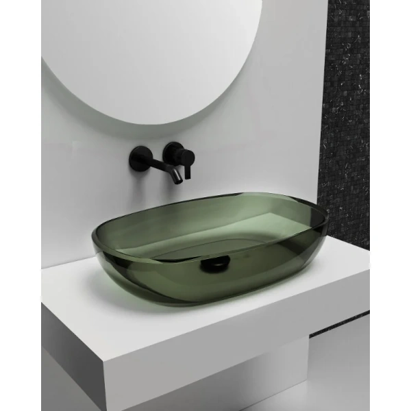 Раковина Abber Kristall 60 см оливковая AT2805Vesuvian (детальная фотография), накладные (на столешницу), пристенные