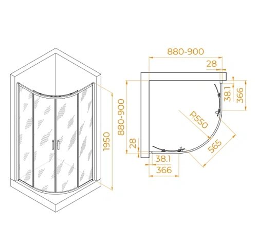 Душевой уголок RGW Passage PA-52 90х90 см профиль хром - фото 1