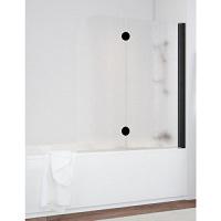 Душевая шторка на ванную профиль черный матовый стекло шиншилла Vegas-glass