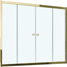 Душевая шторка на ванную профиль золотой стекло прозрачное Vegas-glass