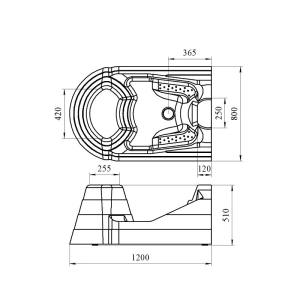 Акриловая ванна Радомир Вуду 1-01-0-0-1-165, 120 х 80 см, с каркасом, сливом-переливом, торцевой панелью, белая (детальная фотография), акриловые