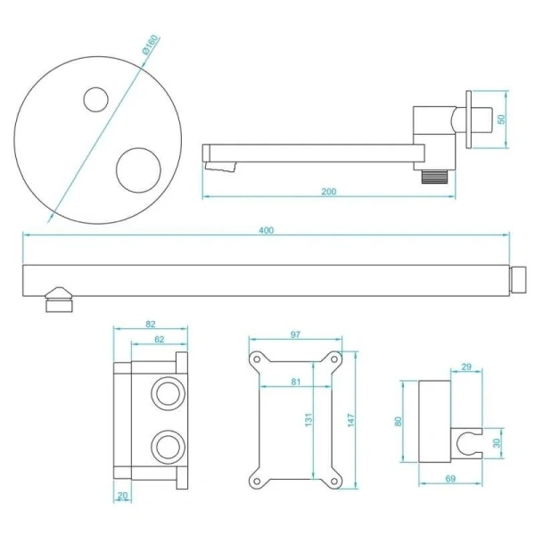 Душевой комплект RGW Shower Panels SP-55B черный 51140855-04 (детальная фотография), душевые комплекты, наборы