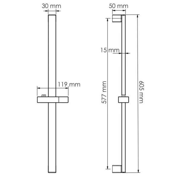 Штанга для душа WasserKRAFT никель A318 (детальная фотография), штанги для душа