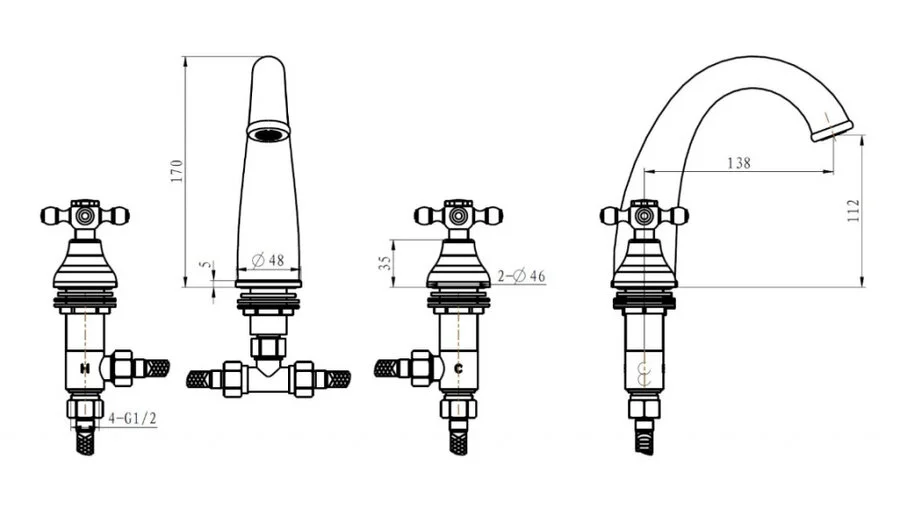 Смеситель для раковины Boheme Medici Presente бронза 317 (детальная фотография), для раковины