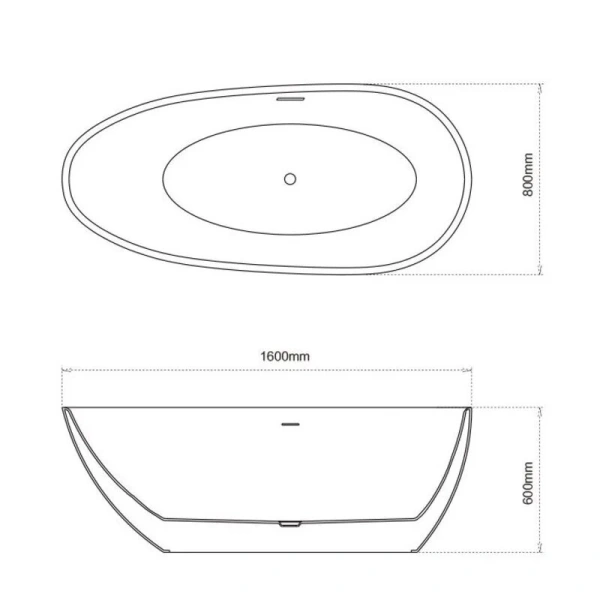 Ванна акриловая Grossman Fly 160x80 см черная матовая GR-1103MB (детальная фотография), акриловые