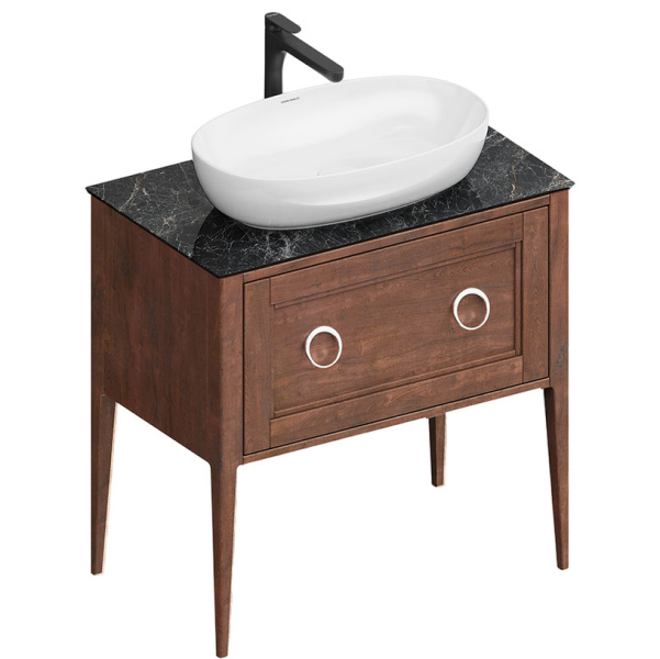 Тумба под раковину напольная Kerama Marazzi Plaza Classic 80 см орех матовый PL.CN.80.1+1\NUT.M (детальная фотография), напольная, пристенная