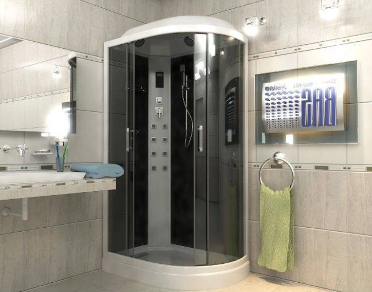 Душевая кабина Bas Кариба 120, цвет чёрный kariba black (детальная фотография), асимметричные