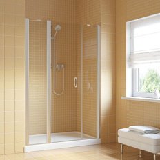 Душевая дверь профиль матовый хром стекло прозрачное Vegas-glass