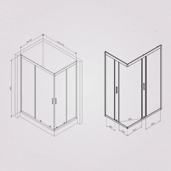 Душевой уголок Am.Pm Gem 120x80 см стекло прозрачное, профиль хром W90G-404-120280-MT (детальная фотография), прямоугольные