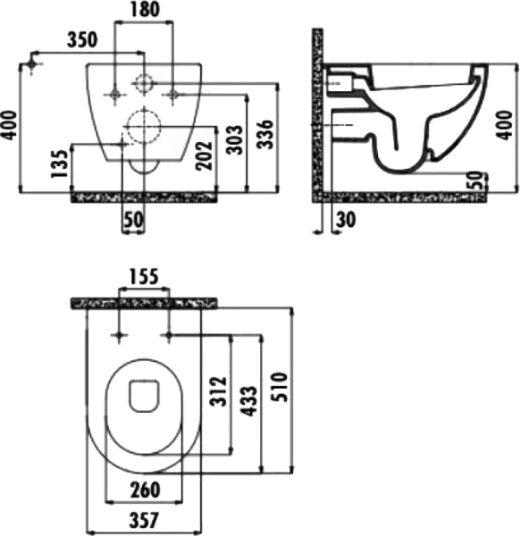 Унитаз подвесной Creavit Free c функцией биде FE320-34CB00E-0002 (детальная фотография), подвесные, встраиваемые