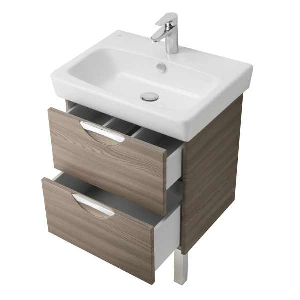 Тумба под раковину подвесная Акватон Сильва 60 см дуб макиато 1A211801SIW50 (детальная фотография), подвесная, пристенная