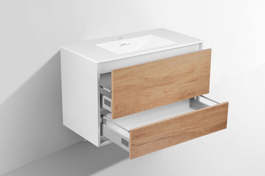 Тумба под раковину подвесная Vincea Alessia 90 см Y.Oak/L.White VMC-1S900YW (детальная фотография), по запросу