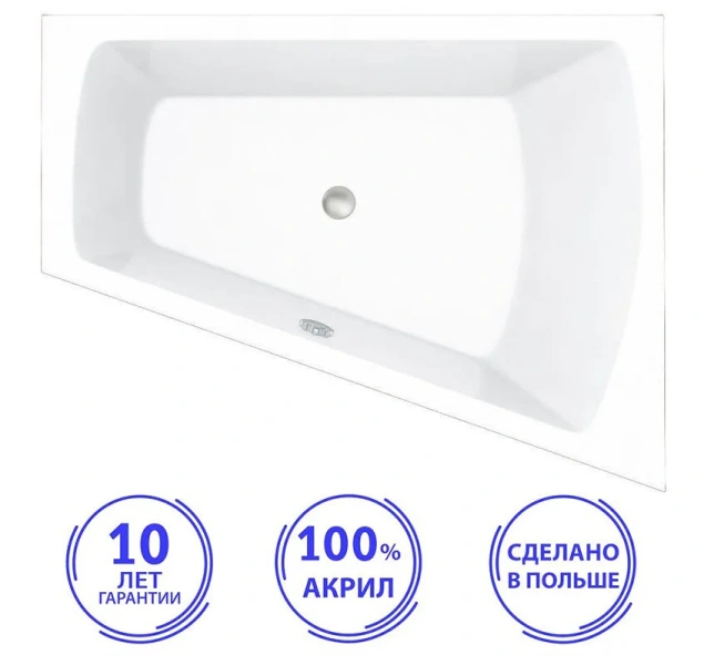 Ванна акриловая C-bath Diana 170 x 130/70 см, белый, левая/правая CBA00502L (детальная фотография), современныe, hi-tech