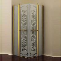 Душевой уголок, профиль золото, матовое стекло, прозрачный узор, Romance Collection Skara