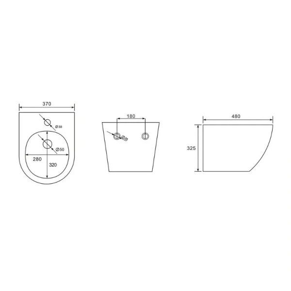 Биде подвесное Abber BEQUEM белое AC1150 (детальная фотография), современные, hi-tech