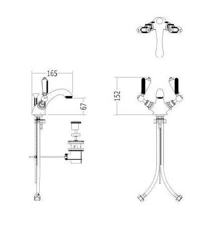 Смеситель для раковины Devon&Devon Black Dandy MARF54BD (детальная фотография), для раковины
