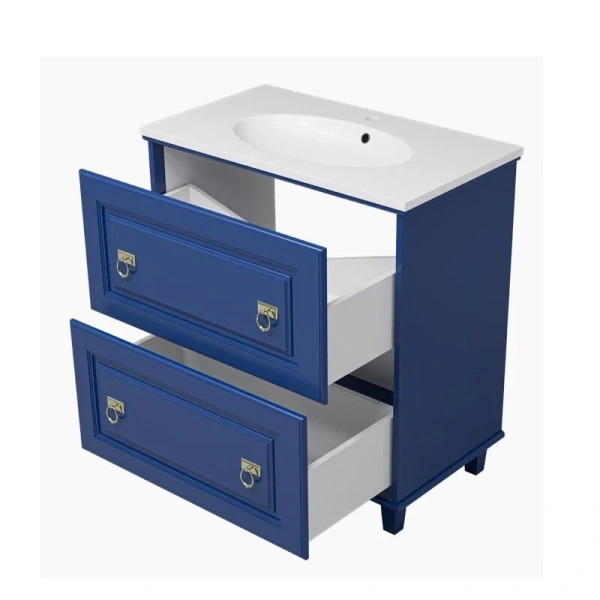 Тумба под раковину напольная Misty Версаль 80 см синяя П-Вер07080-11-12Я (детальная фотография), моноблок