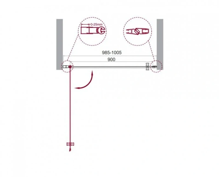 Душевая дверь в нишу BelBagno Etna 100 см с прозрачным стеклом ETNA-B-1-100-C-Cr (детальная фотография), современные, hi-tech