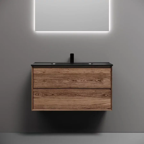 Тумба под раковину подвесная Sancos Marmi 2.0 90 см дуб чарльстон MR2.090ECH (детальная фотография), под дерево