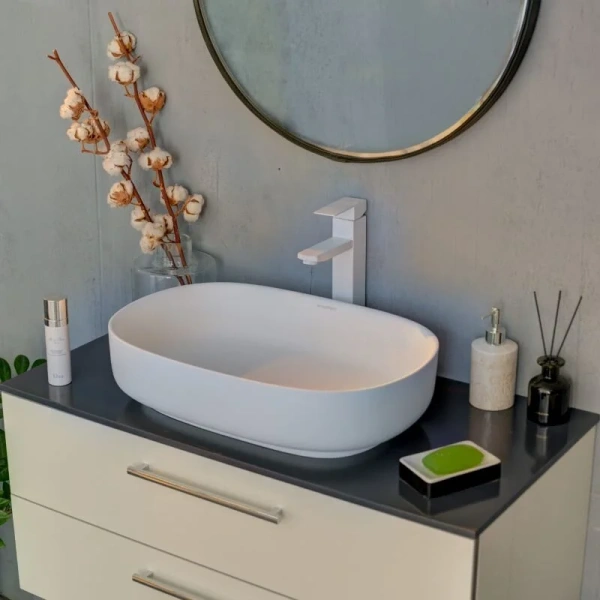 Раковина Montebianco Conca 54 см белая матовая 12020 (детальная фотография), 55 см