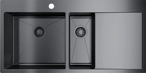 Мойка для кухни Omoikiri Akisame 100-2-GM-L 100 см вороненая сталь чаша слева - фото 6